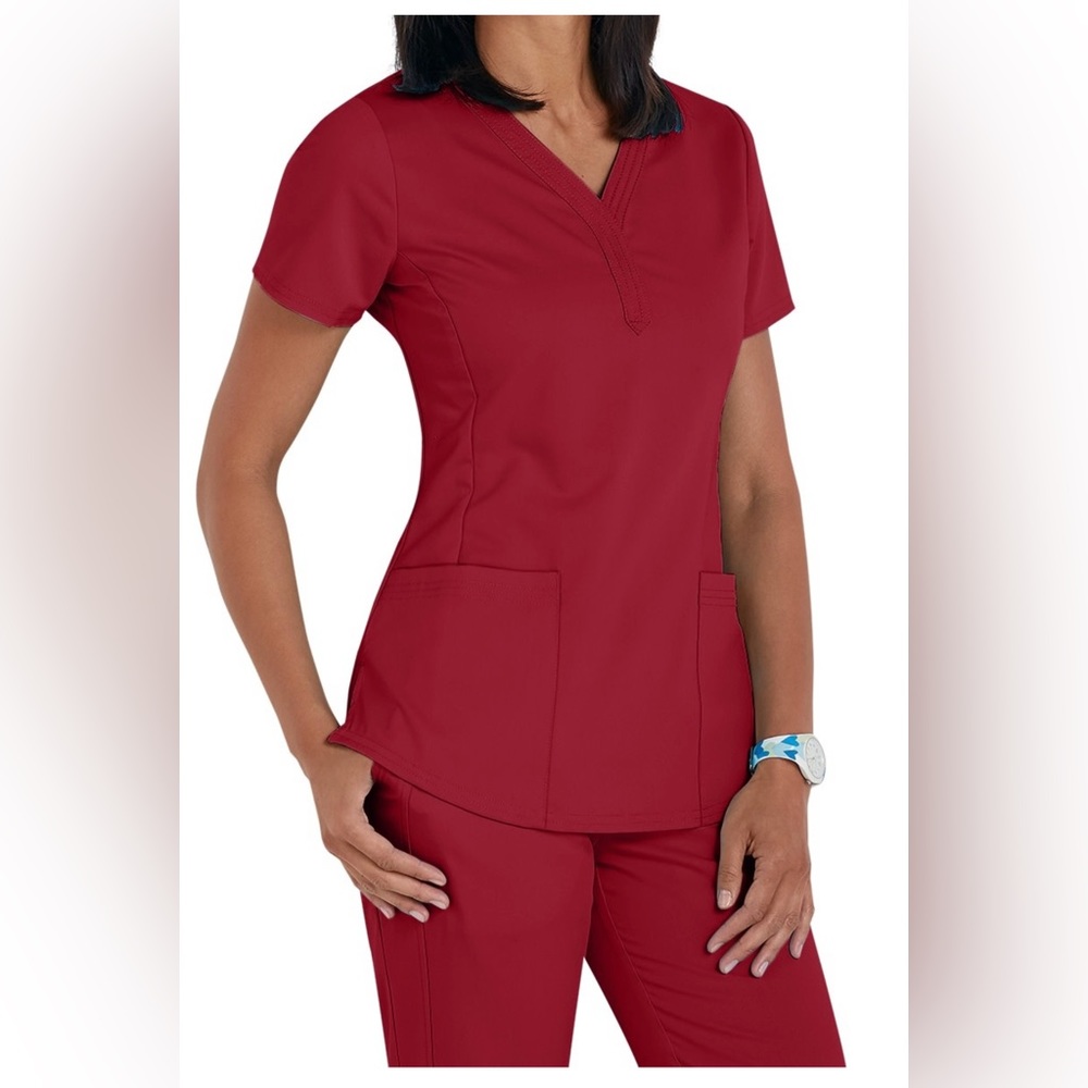 Healing hands purple label red scrub set medium